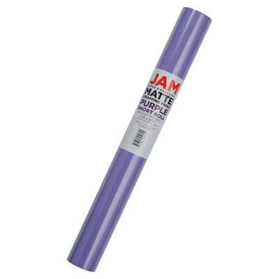 JAM Paper Short Mini Roll Wrapping Paper, 26.3 sq. ft., Purple, 2/Pack(277013537263a)