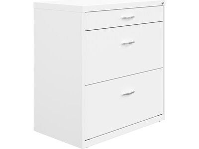 Space Solutions 3-Drawer Lateral File Cabinet, Letter/Legal Size, Lockable, 31.88"H x 30"W x 17.63"D, White (25071)