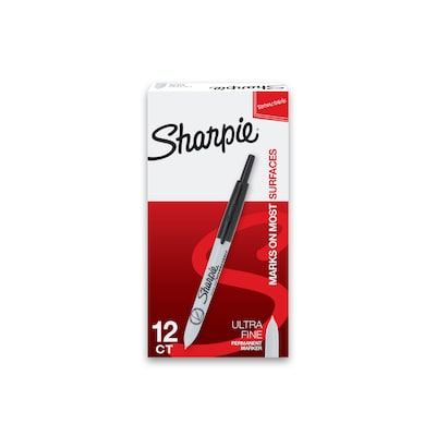 SHARPIE Permanent Markers, Fine Point, Black, 12 Count