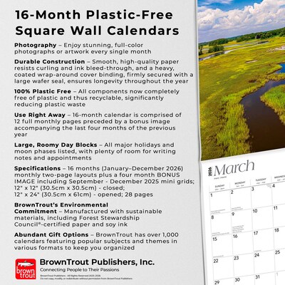 2026 BrownTrout Rhode Island Wild & Scenic 12" x 12" Monthly Wall Calendar (9798330705320)