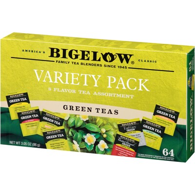 Bigelow Variety Pack Green Tea Bags, 64/Box (30568)