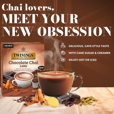 Twinings Chocolate Chai Latte Black Tea, Keurig® K-Cup® Pods, 22/Box (F18309)