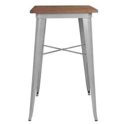 Flash Furniture Metal/Wood Restaurant Bar Table, 42"H, Silver (CH3133040M1SIL)