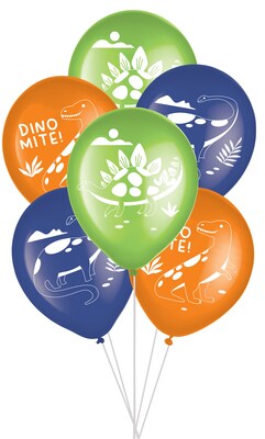 Party City 12 Diggin Dinos Latex Balloons, Assorted Colors, 6/Pack (AM60010012-PC)