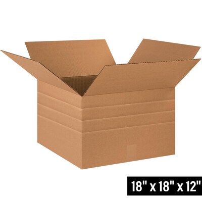 18 x 18 x 12 Multi Depth Shipping Boxes, 32 ECT, Brown, 20 /Bundle(MD181812)