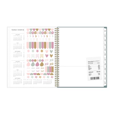 2026-2027 Blue Sky Splatter Dot Jade Frosted 8.5" x 11" Academic Weekly & Monthly Planner, Plastic Cover (149043-A27)