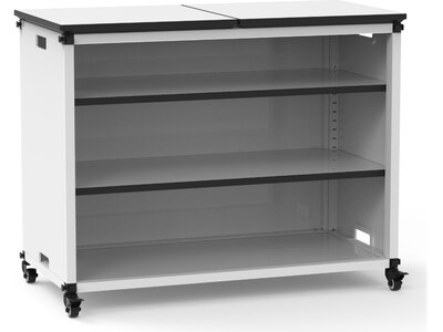 Luxor Mobile 3-Section Modular Classroom Bookshelf, 29H x 36.5W x 18.25D, White (MBSCB03)