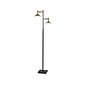 Adesso Lucas 65" Black/Antique Brass Floor Lamp with 2 Cone Shades (4264-01)