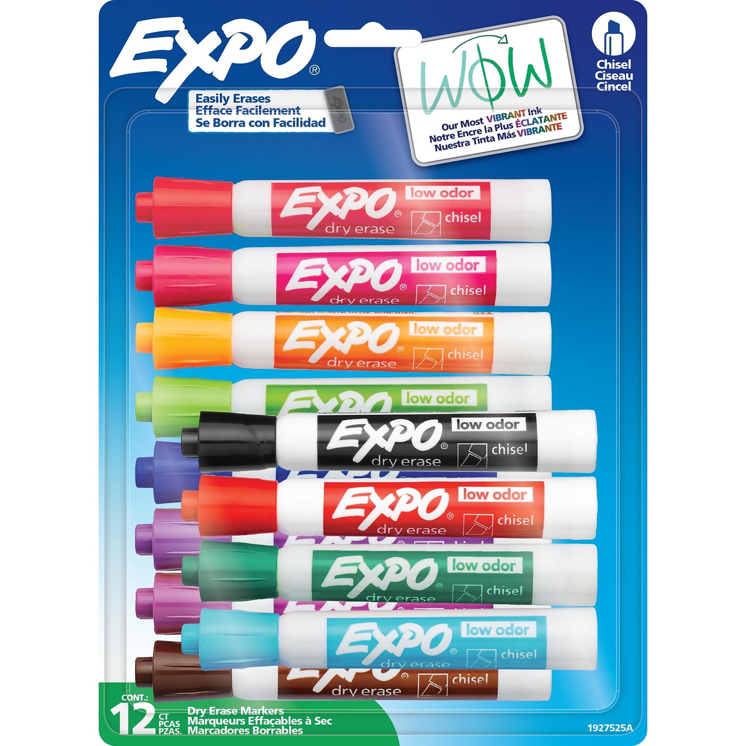 Expo Tank Dry Erase Marker, Chisel Tip, Assorted Colors, 12/Pack (1927525)