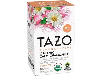 Tazo Calm Decaf Chamomile Herbal Tea, Tea Bag, 0.73 Oz., 16/Box (10794522003546)