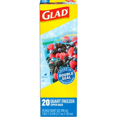 Glad Zipper Food Storage Freezer Bags, Gallon Size, 20 Count 