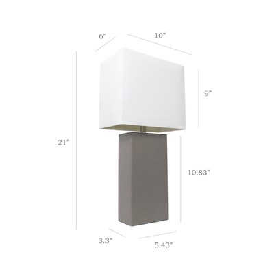 Elegant Designs Leather 21" LED Table Lamp, Gray (LT1025-GRY)