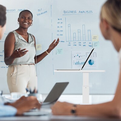 Mount-It! Height Adjustable Rolling Laptop Desk, Holds 17 lbs., White (MI-7997)