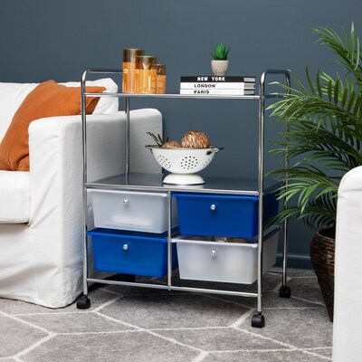 Mind Reader Elevate Collection 2-Tier 4-Drawer Metal Mobile Utility Cart, Multi (2SHROLL-ASST)