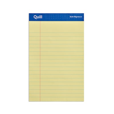 Quill Brand® Gold Signature Premium Series Legal Pad, 5x 8, Legal Ruled, Canary Yellow, 50 Sheets/Pad, 12 Pads/Pack (742274)