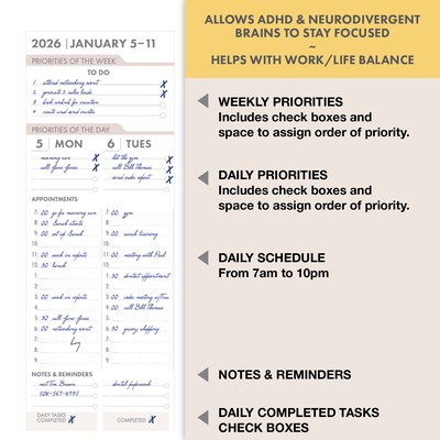 2026 Global Printed Products 7" x 9" Weekly & Monthly Planner, Paperboard Cover, Colorful Botanicals (ESPROCY267930)