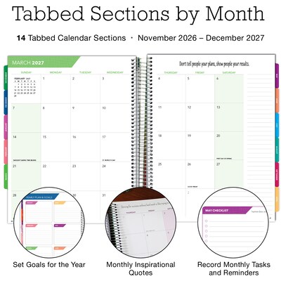 2027 Excello Brands 8.5" x 11" Weekly & Monthly Planner, Paperboard Cover, Rainbow Gold Marble (ORY27-FSH58-53)