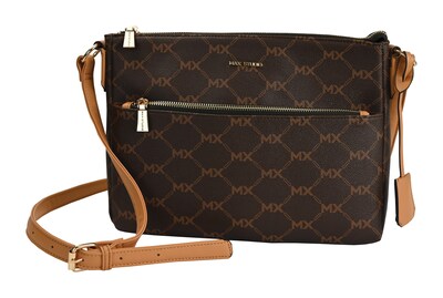 Max Studio Signature Pebble Grain Top Zip Passport Crossbody