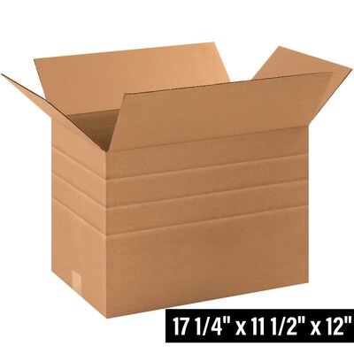 17.25 x 11.5 x 12 Multi-Depth Shipping Boxes, 25/Bundle (MD171112R)