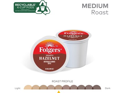 Folgers Toasty Hazelnut Coffee Keurig K-Cup Pods, Medium Roast, 96/Box (6109CT)