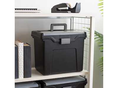 Iris Plastic File Box with Snap Lid, Letter Size, Black (110977)