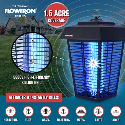 Flowtron Eletric Bug Zapper, 1-1/2 Acre of Coverage, 40W Bulb & 5600V Instant Killing Grid (FLWBK80D