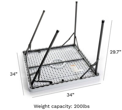 Iceberg IndestrucTable Classic Folding Table, 34"L x 34"W x 29"H, Platinum Granite (ICE65253)