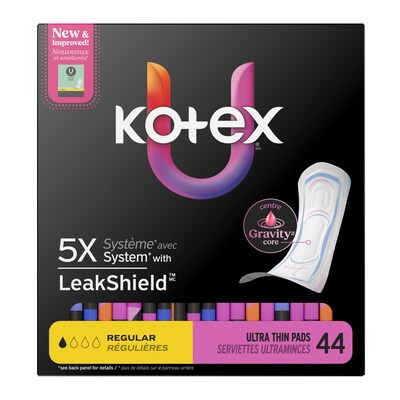 U by Kotex Security Regular Cotton Maxi Pads, 44/Pack (58246)