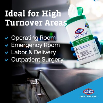 Clorox Healthcare Hydrogen Peroxide Cleaner Disinfectant Wipes, 185 Wipes/Container, 2/Carton (30826)