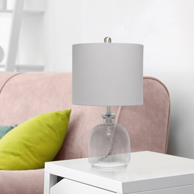 Lalia Home Smokey Gray Hammered Glass Jar Table Lamp with Linen Shade, Gray (LHT-5013-GY)