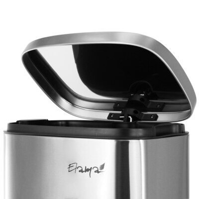 Elama 2 Piece Stainless Steel Indoor Trash Can with Slow Close Lid, 16 Gallon, Silver (938121376M)