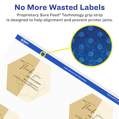 Avery Laser/Inkjet Decorative Edge Waterproof Multipurpose Labels, 2.8906"  x 2.5", White, 150/Pack (94121)