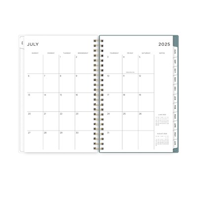 2025-2026 Blue Sky Splatter Dot 5" x 8" Academic Year Weekly & Monthly Planner, Plastic Cover, Jade/Gold (149044-A26)