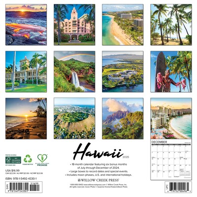2025 Willow Creek Hawaii 12 x 12 Monthly Wall Calendar (43301)