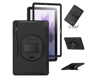 SaharaCase Protection Hand Strap Case for Samsung Galaxy Tab S7 FE and S8 Plus, Black (TB00132)