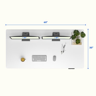 FlexiSpot E7COMMERCIAL 60''W Electric Adjustable Particle Board Standing Desk, White (E7WCOM6030-W)