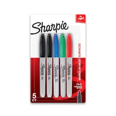 Sharpie Permanent Markers, Fine Tip, Assorted, 5/Pack (30653)