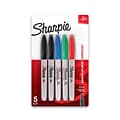 Sharpie Permanent Markers, Fine Tip, Assorted, 5/Pack (30653)