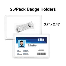 Staples Magnetic Badge Holders, 2.25 x 3.5, Vinyl, Clear, 25/Pack (51925)