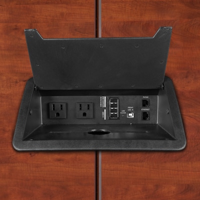 Regency Array 96"W x 48"D Conference Table With Grommet, Cherry/Black (ACT9648CHBK)