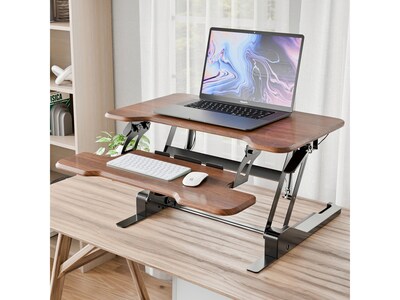 Mount-It! 30"W Manual Rectangular Adjustable Standing Desk Converter, Dark Walnut Woodgrain (MI-15006S)