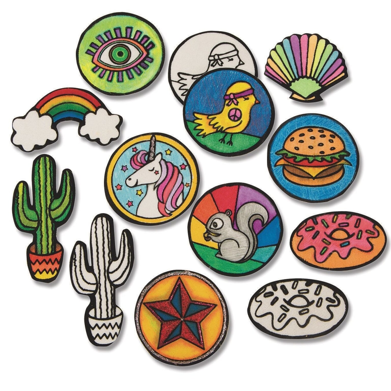 S&S Velvet Art Iron-On Patches to Color, 100/Pack (PS1458)
