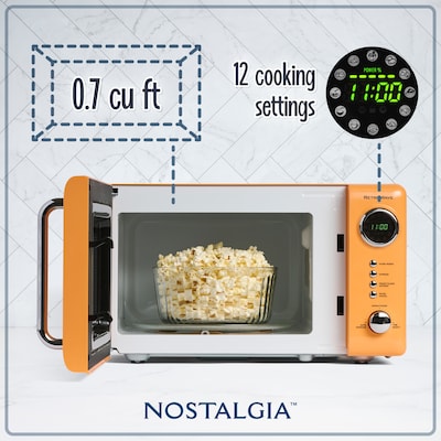 Nostalgia Retro 0.7 Cubic Foot Countertop Microwave, Orange (NRMO7OR6A)