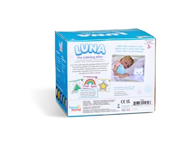 hand2mind Luna the Calming Kitty Breathing Awareness Toy, White (95384)