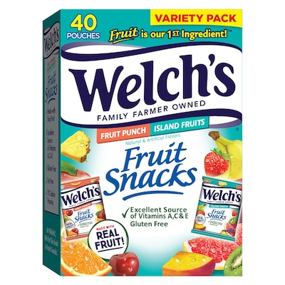 Welchs Gluten Free Fruit Snacks Variety Pack, 40 Packs/Box (84061)