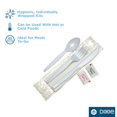 Dixie Individually Wrapped Polystyrene Cutlery Set, Medium-Weight, White, 250/Carton (CM26NSPC7)