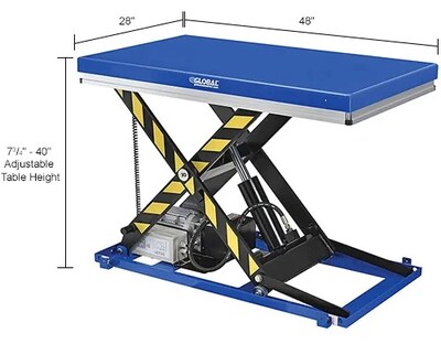 Global Industrial Power Scissor Lift Table w/ Hand Control, 48" x 28", 2200 Lb. Capacity (989018)
