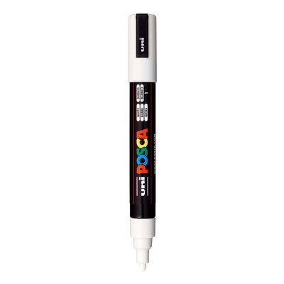 POSCA PC-5M Water Based Paint Marker, Medium Bullet Tip, White, 3/Pack (UBCPC5MWHITE-3)