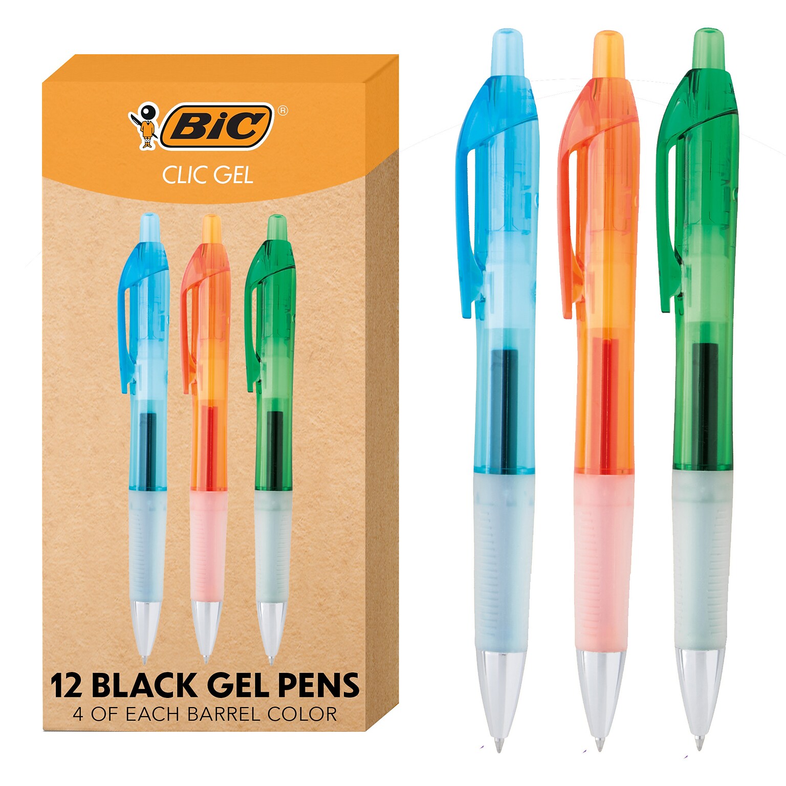BIC Intensity Clic Gel Pen, 0.7mm, Black Ink, Dozen (RNCX11-BLK)