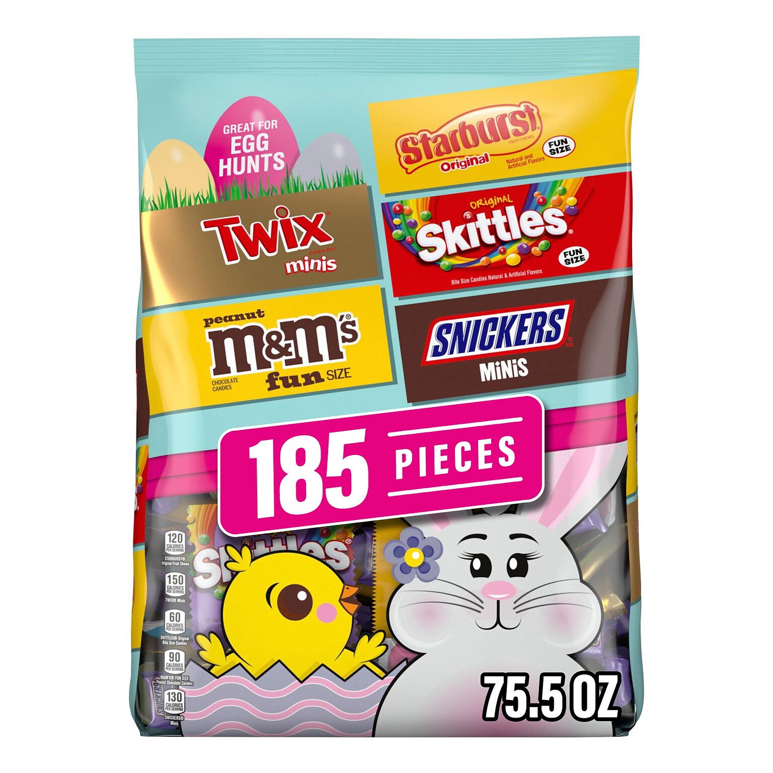 Mars Easter Basket Stuffers Miniatures Milk Chocolate and Fruity Candy Variety Bag, 75.5 oz., 185/Pieces (220-02580)